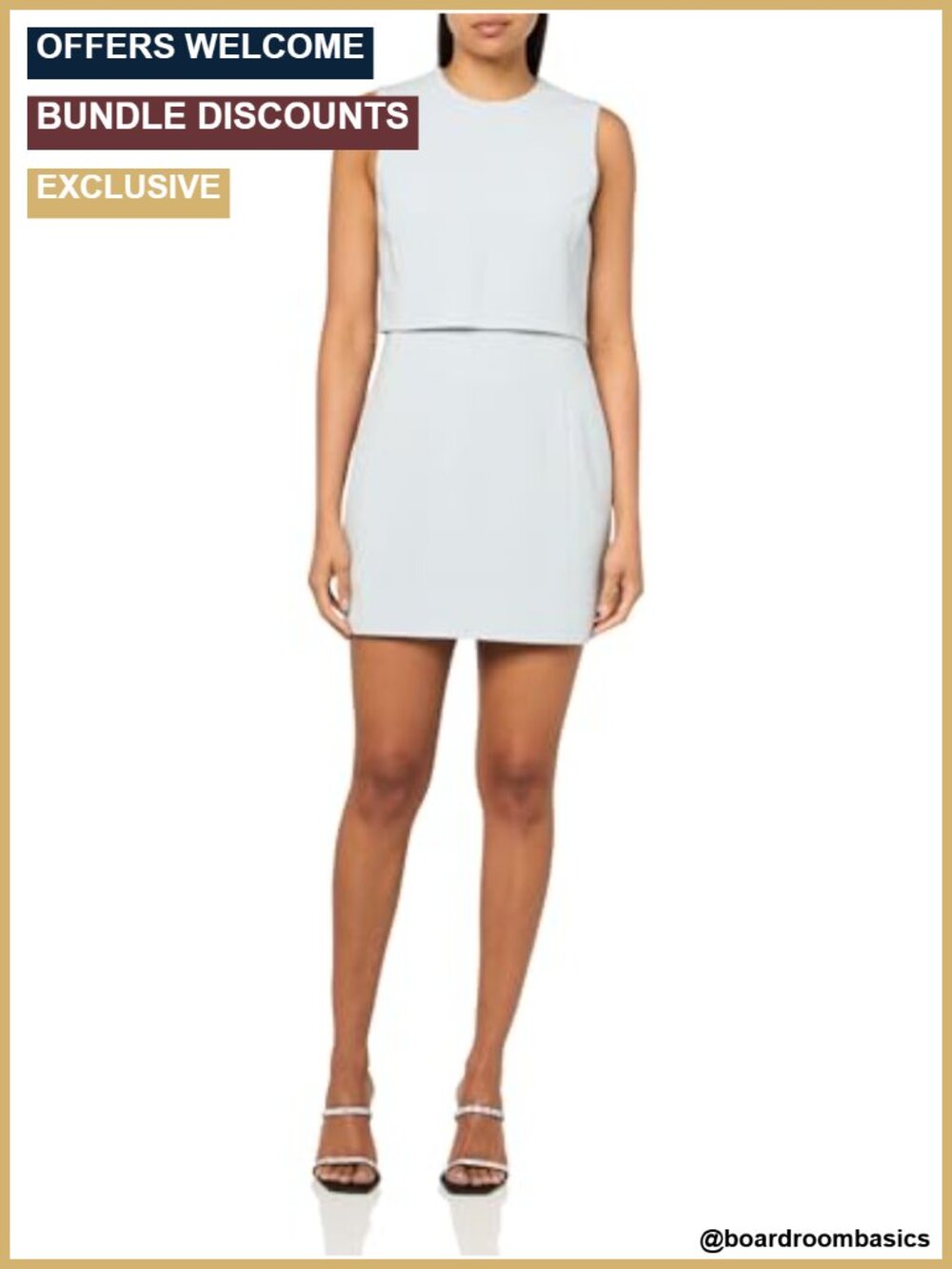 Sleeveless Mini Dress Crew Neck Sheath Business Casual